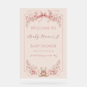 Panneau de bienvenue Ourson Rose (Recto)