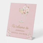 Panneau de bienvenue Perles roses et Prosecco (Recto)
