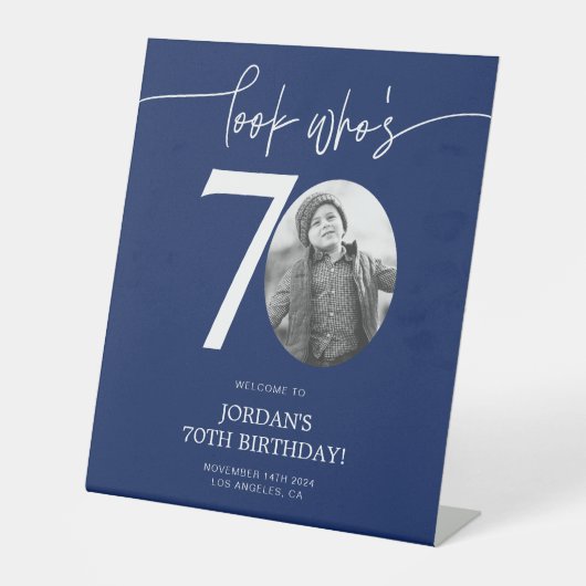 Panneau de bienvenue pour 70e anniversaire Bleu | (Recto)