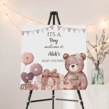 Panneau de bienvenue pour baby shower ours en pelu