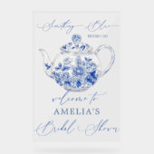 Panneau de bienvenue pour mariage floral bleu (Recto)