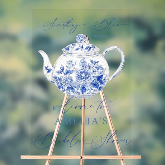 Panneau de bienvenue pour mariage floral bleu (Neutre)