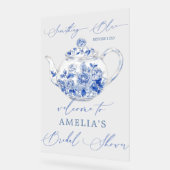 Panneau de bienvenue pour mariage floral bleu (Angle)