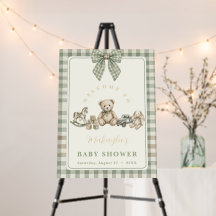 Panneau de bienvenue vert sauge pour Baby Shower O