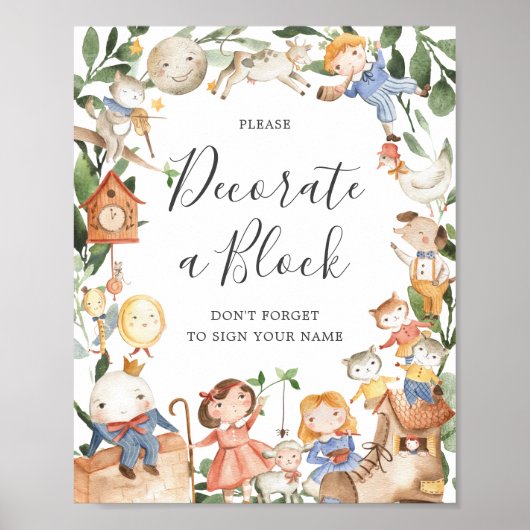 Panneau de bloc de décoration de Comptines pour Ba (Devant)