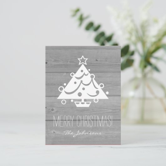 Panneau de bois rustique chic carte de Noël (Debout devant)