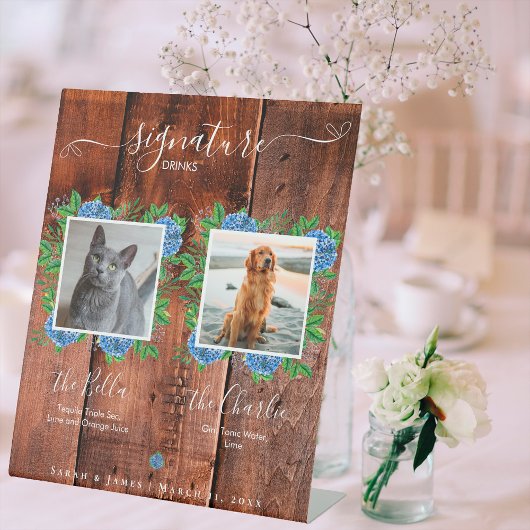 Panneau de Boisson de Mariage en Bois Rustique Hyd