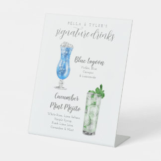 Panneau de boisson signature de mariage minimalist