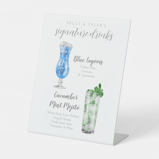 Panneau de boisson signature de mariage minimalist (Recto)