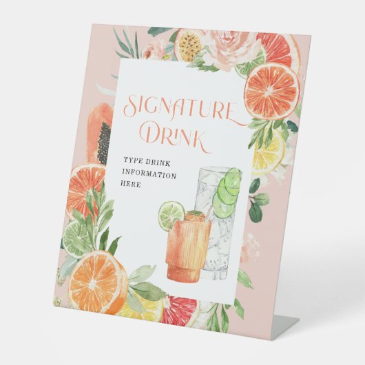 Panneau de boisson signature pour la douche de mar (Recto)