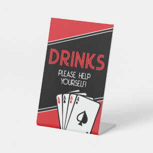 Panneau de boissons pour soirée de poker de casino