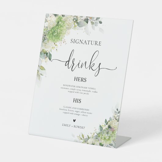 Panneau de boissons signatures des Hydrangeas bota (Recto)