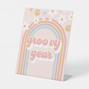 Panneau de bonne fête rétro arc-en-ciel Groovy Gea