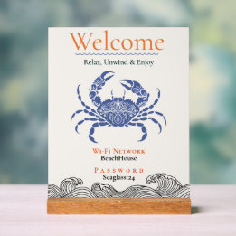 Panneau de bureau de mot de passe Wi-Fi Crabe Bleu