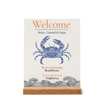 Panneau de bureau de mot de passe Wi-Fi Crabe Bleu