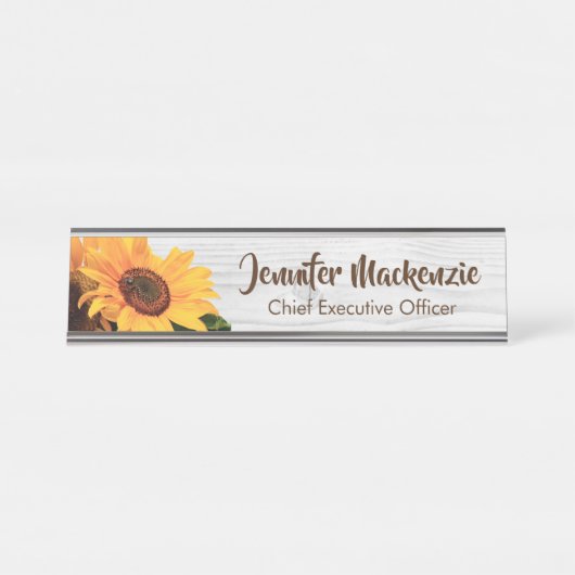 Panneau de bureau Fleurs de soleil Plaque de nom (Devant)