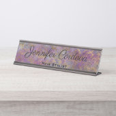 Panneau de bureau Plaque de nom Abstrait violet (Devant)