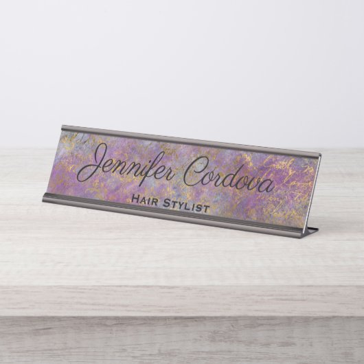 Panneau de bureau Plaque de nom Abstrait violet (Devant)