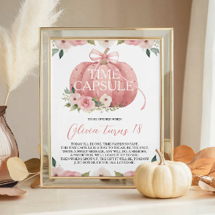 Panneau de capsule temporelle de citrouille rose f