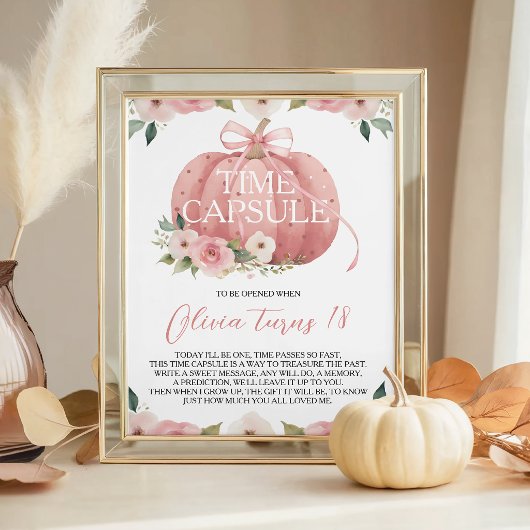 Panneau de capsule temporelle de citrouille rose f
