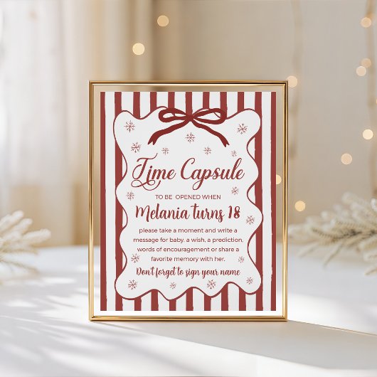 Panneau de capsule temporelle d'hiver rouge