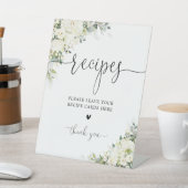 Panneau de carte de recette florale blanche (In SItu)