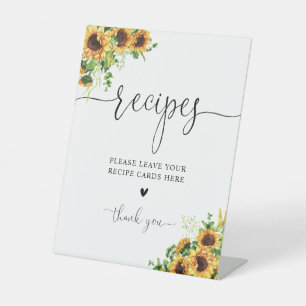 Panneau de carte de recette florale jaune