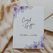 Panneau de cartes et cadeaux de mariage violet