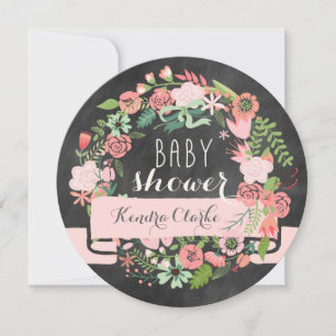 PANNEAU DE CHALKBOARD FLORAL WREATT   INVITATION B