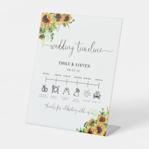 Panneau de Chronologie de Mariage aux Fleurs Jaune