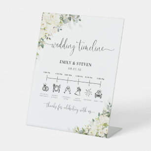 Panneau de Chronologie de Mariage Fleurs Blanches