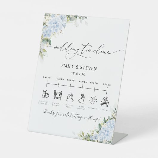 Panneau de Chronologie de Mariage Floral Hydrangea (Recto)