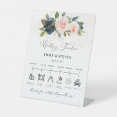 Panneau de chronologie Mariage floral bleu et bleu (Recto)