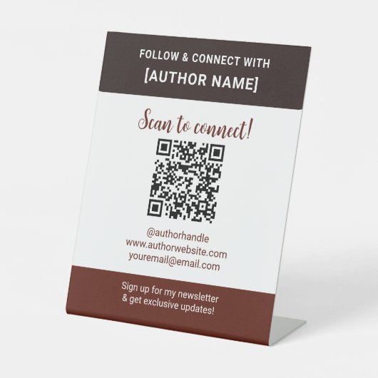 Panneau de code QR de l'auteur pour suivre et se c (Recto)