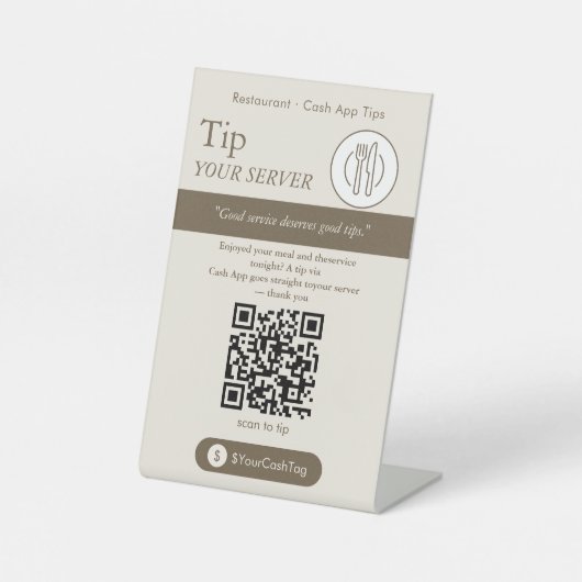 Panneau de code QR de pourboires Clean Neutral Cas (Recto)