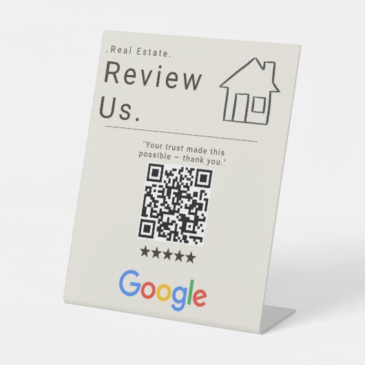 Panneau de code QR de révision d'agent immobilier (Recto)