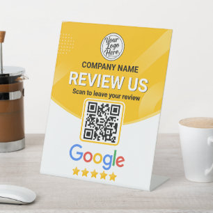 Panneau de code QR d'évaluation d'entreprise jaune