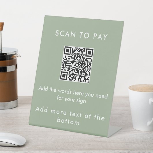 Panneau de code QR personnalisé vert sauge à scann (In SItu)