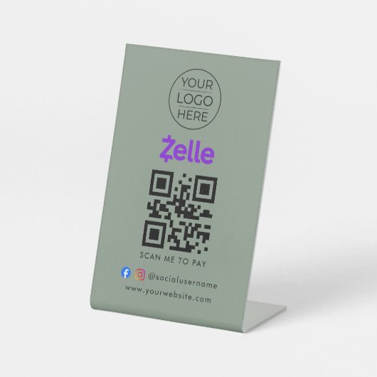 Panneau de code QR pour payer par balayage | Zelle (Recto)
