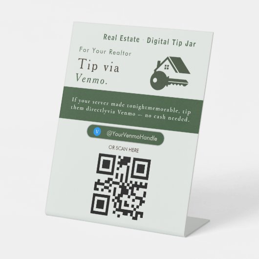 Panneau de code QR pour pourboire propre | Pourboi (Recto)