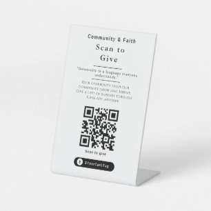 Panneau de code QR pour pourboires Black & White C