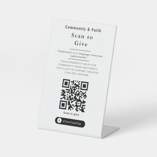 Panneau de code QR pour pourboires Black & White C (Recto)