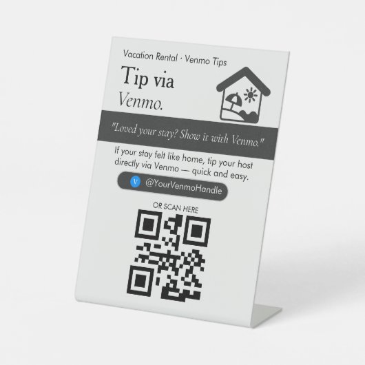 Panneau de code QR pour pourboires Venmo minimal | (Recto)