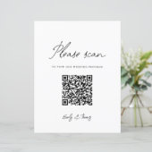 Panneau de code QR pour programme de mariage minim (Debout devant)