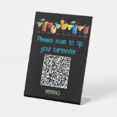 Panneau de code QR Venmo pour les pourboires | (Recto)