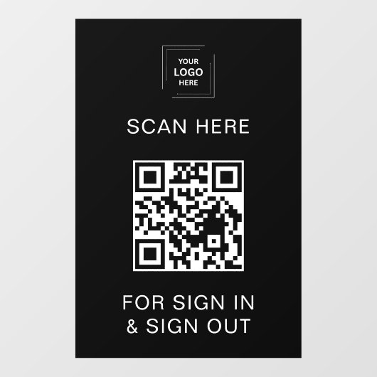 Panneau de connexion QR Code noir pour visiteurs e (Feuille)