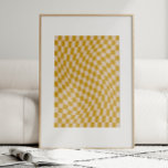 Panneau de contrôle Abstrait rétro jaune moutarde<br><div class="desc">Apportez une audacieuse ambiance rétro à votre espace avec ce motif en damier ondulé accrocheur en jaune moutarde et crème. Disponible en tant qu'art mural imprimé et imprimable, ce design mêle l'énergie psychédélique des années 60 à une torsion moderne, créant une illusion d'optique captivante qui ajoute mouvement et profondeur à...</div>