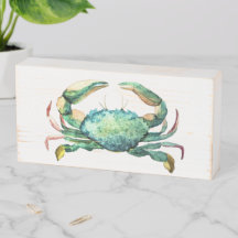 Panneau de crabe bleu bois