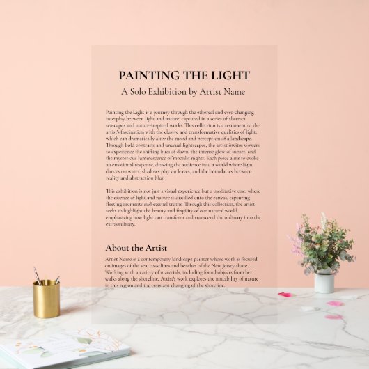 Panneau de déclaration d'artiste pour exposition d (Mariage)