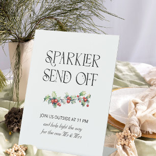 Panneau de départ de mariage d'hiver Holly Sparkle